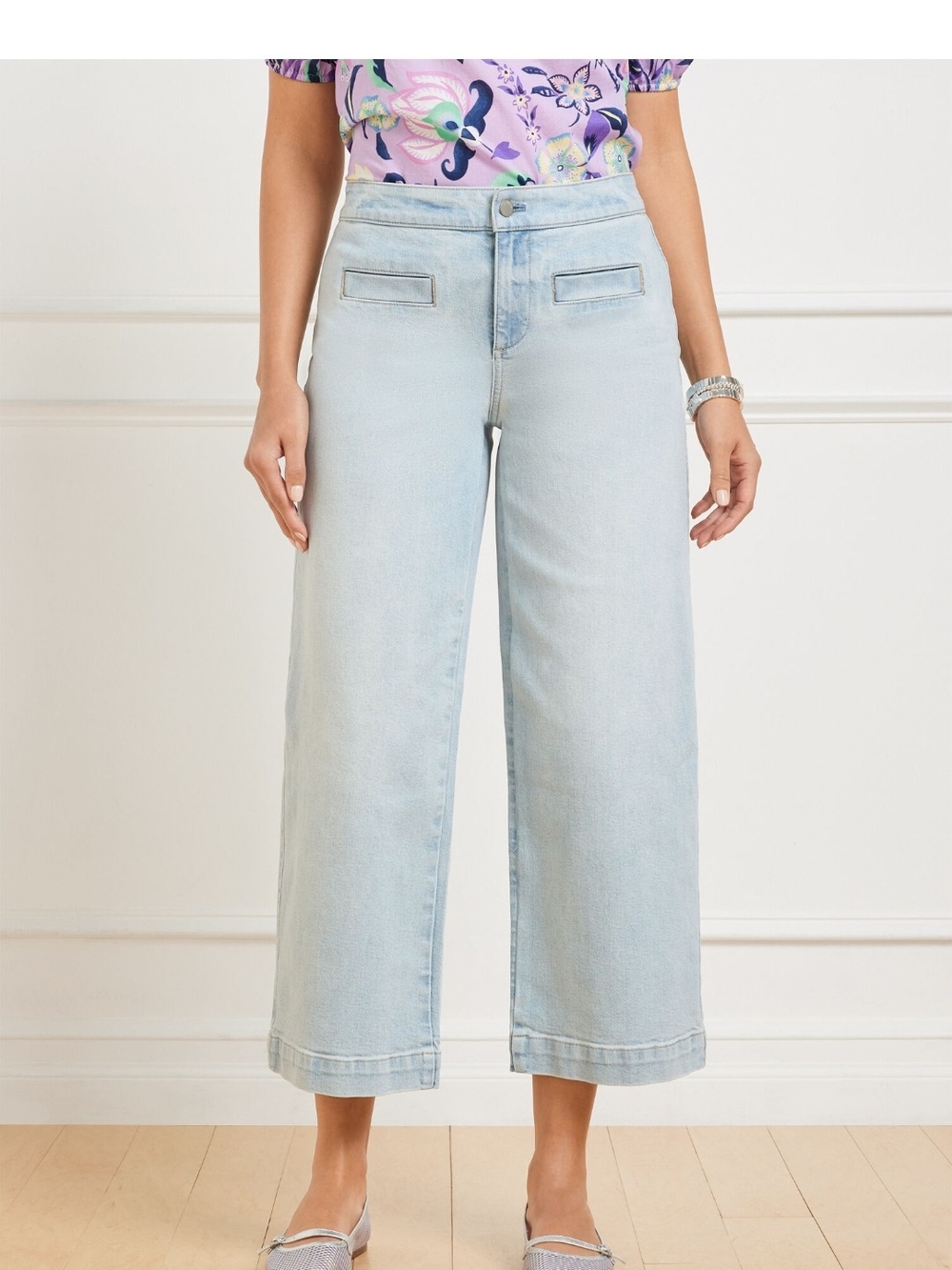 Talbots Light Blue Wide-Leg Cropped Jeans - Picture 1 of 10
